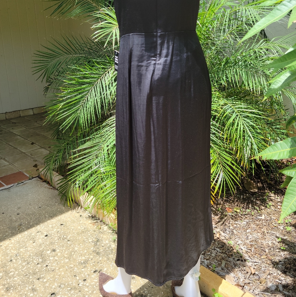 Express satin v-neck midi dress black small - Picture 9 of 10